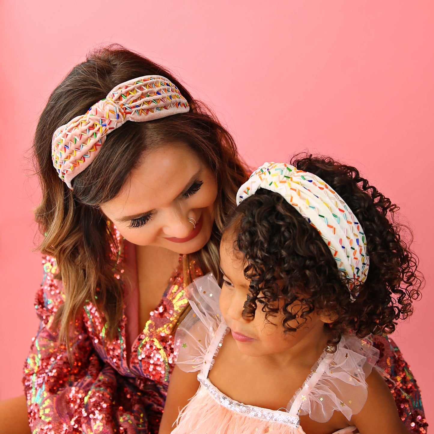 White and Rainbow Sprinkle Knotted Headband- knotted headband, birthday headband, birthday gift, birthday outfit, sprinkle headband, party