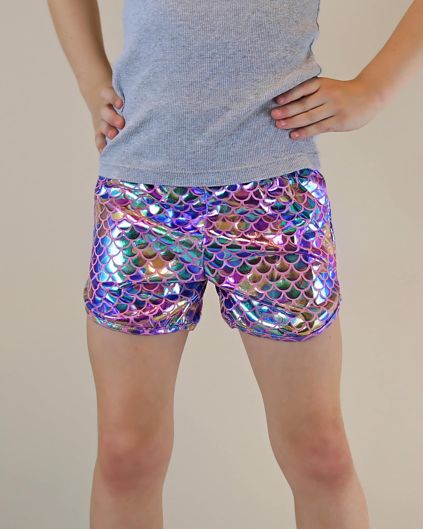 Metallic Shorts in Pastel Mermaid