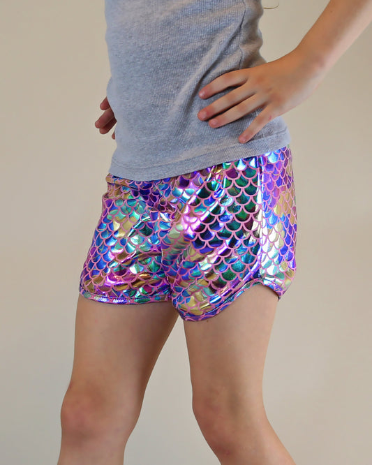 Metallic Shorts in Pastel Mermaid