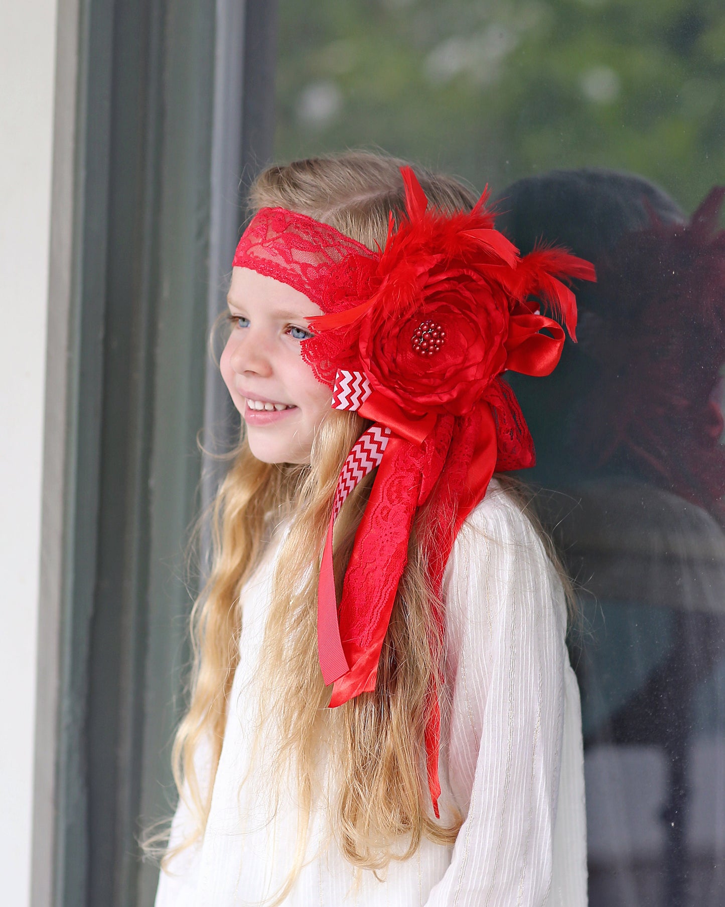 Red Large Flower Headband- Flower Headband, Flower Crown, Red Flower Headpiece, Flower Headband, Boho Flower Crown, Flower girl band, girl