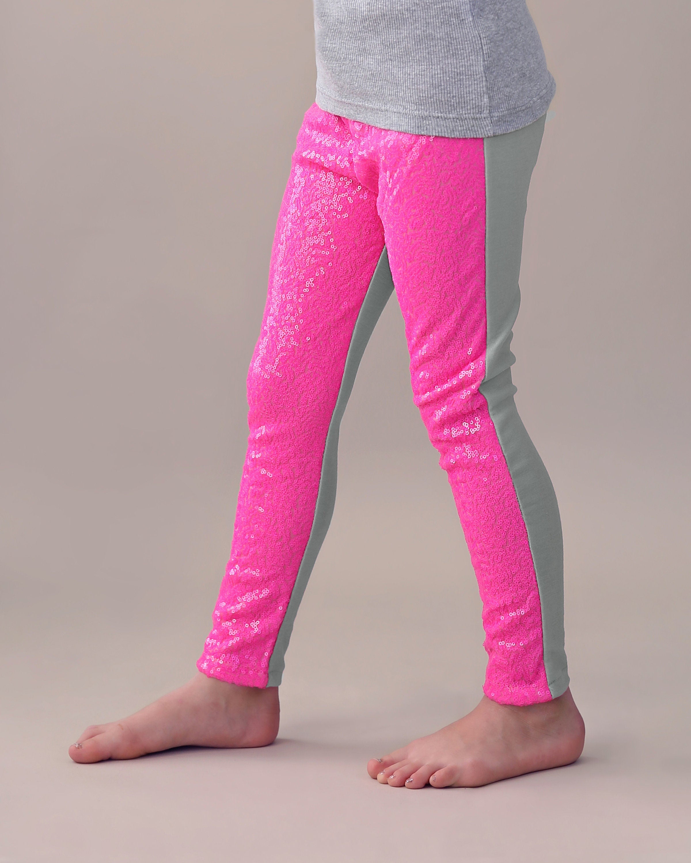 Sequin Leggings in Neon Pink