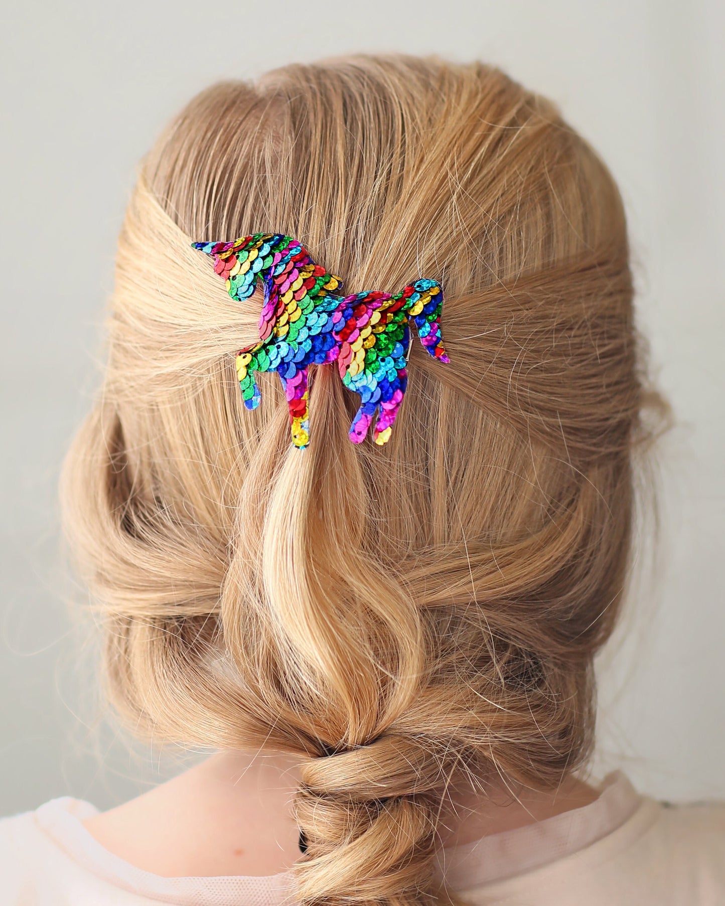 Rainbow Sequin Hair Clip -unicorn clip, birthday hair clip, rainbow hair clip, glitter, girl birthday gift, pastel clip, unicorn, rainbow