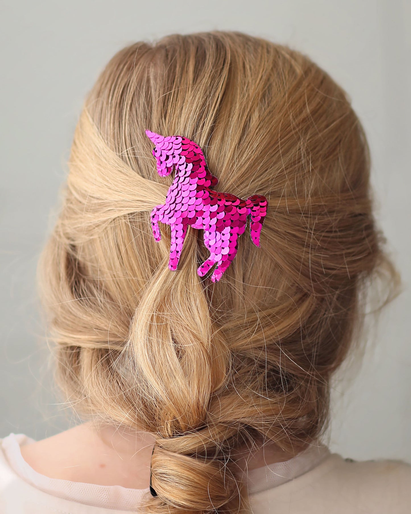 Hot Pink Sequin Hair Clip -unicorn clip, birthday hair clip, rainbow hair clip, glitter, girl birthday gift, pastel clip, unicorn, hot pink