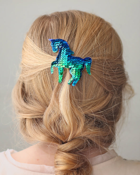 Green Sequin Hair Clip -unicorn clip, birthday hair clip, rainbow hair clip, glitter, girl birthday gift, pastel clip, unicorn, green