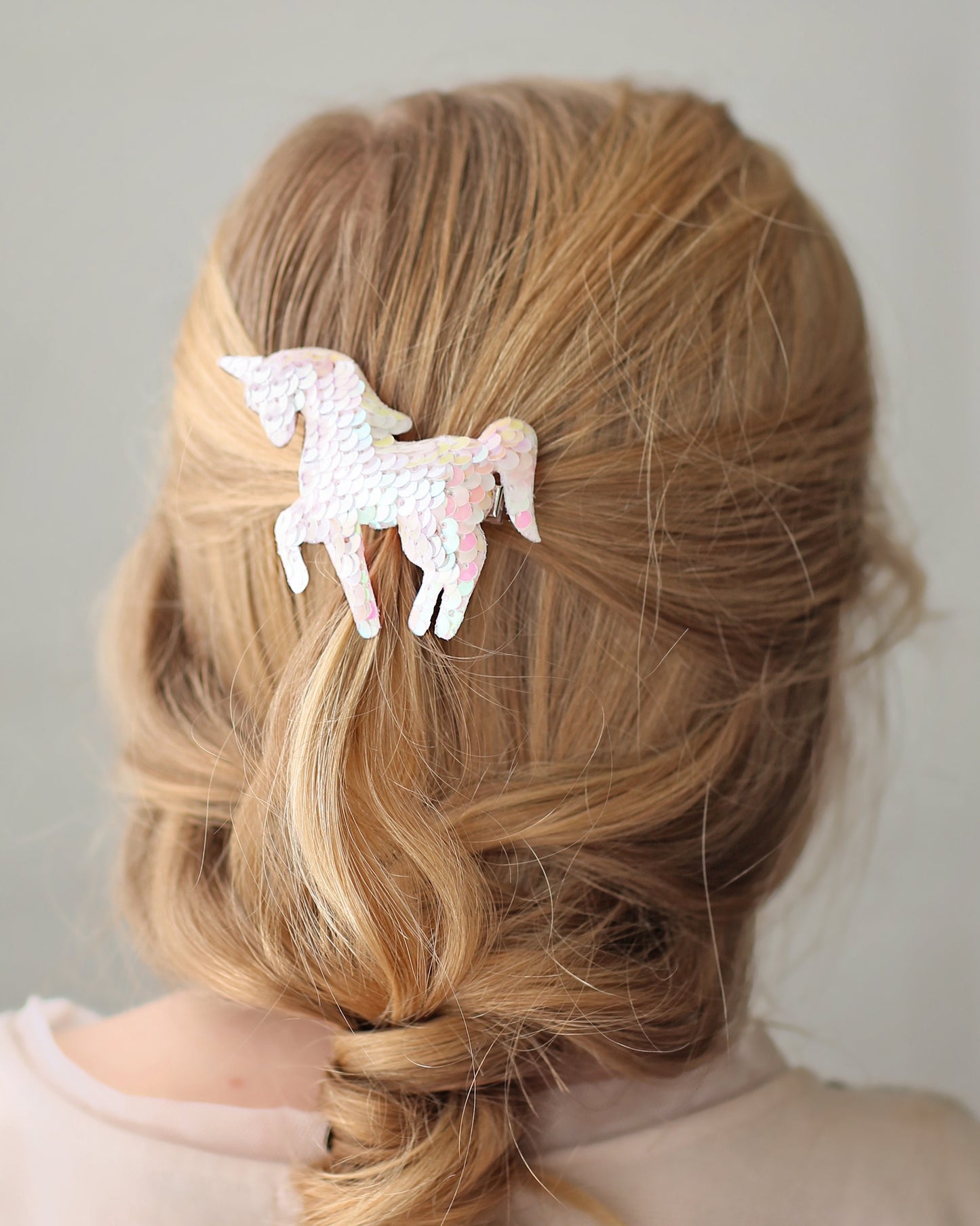 White Sequin Hair Clip -unicorn clip, birthday hair clip, rainbow hair clip, glitter, girl birthday gift, pastel clip, unicorn, white