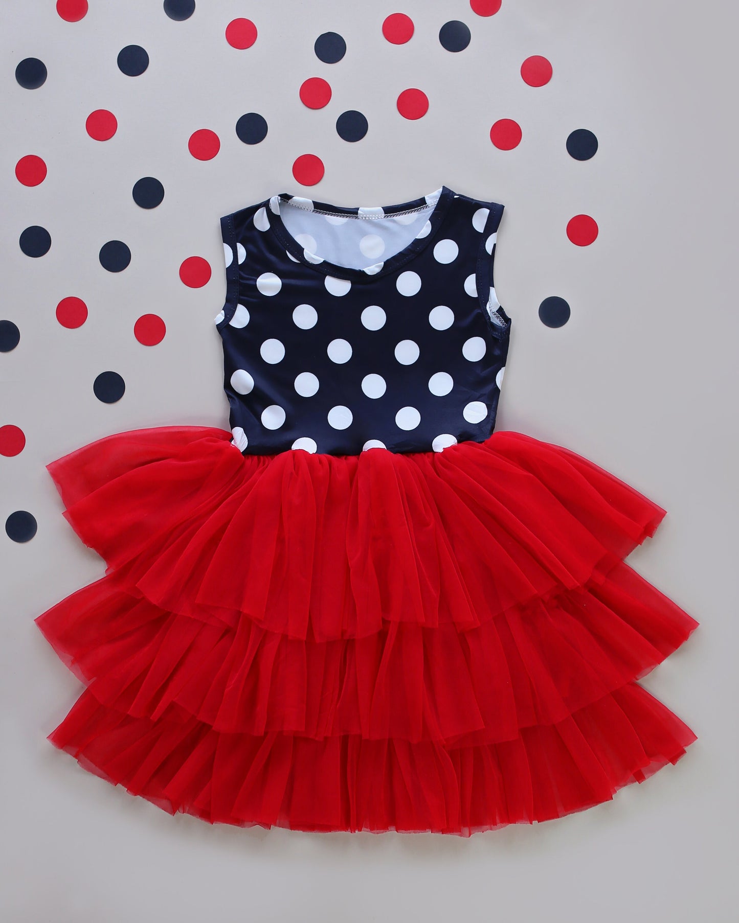 Tutu Dress in Red and Black Polka Dots