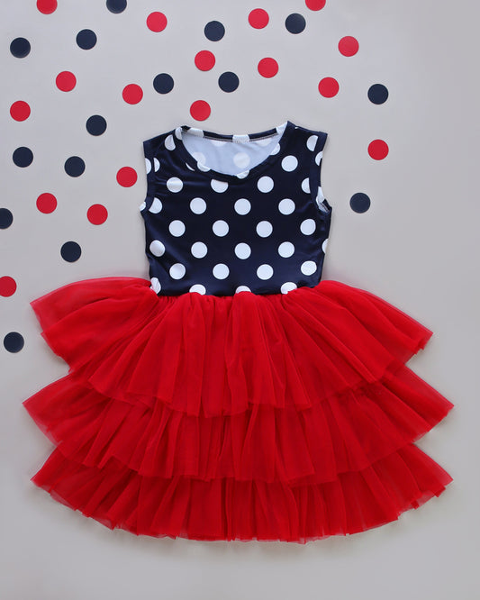 Tutu Dress in Red and Black Polka Dots