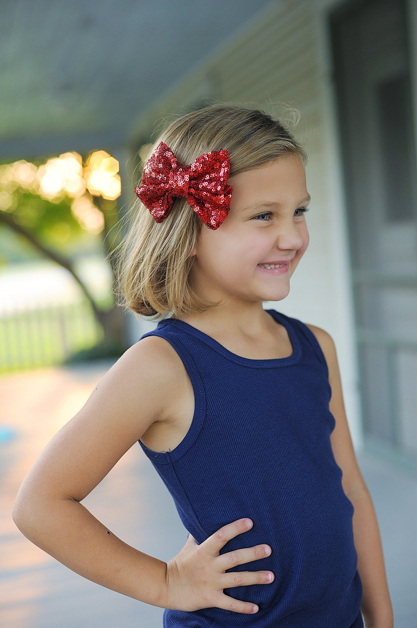 Red Sequin Bow Clip- Sequin Bow Clip, Red Sequins, red bow clip, red hair accessory, dance bow, cheer bow, christmas clip, birthday bow clip