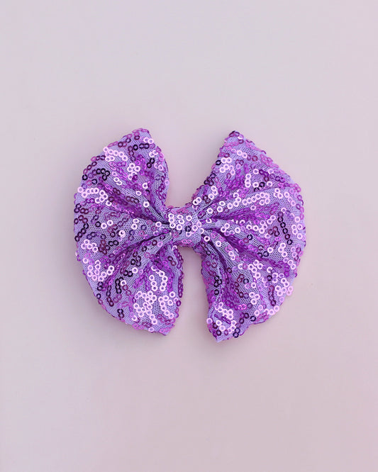 Lavender Sequin Bow Clip- Sequin Bow Clip, Lavender Sequins, Purple bow clip, Lavender Bow Clip, Cheer bow clip, Dance Bow Clip, Birthday