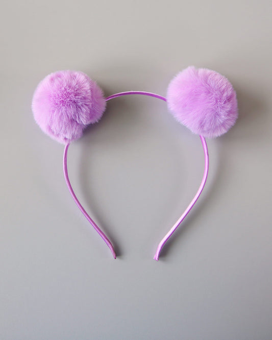 Lavender Pom Pom Headband, Purple Pom Pom Headband, Pom Pom Ear Headband, purple headband, birthday headband, ball headband, ear headband