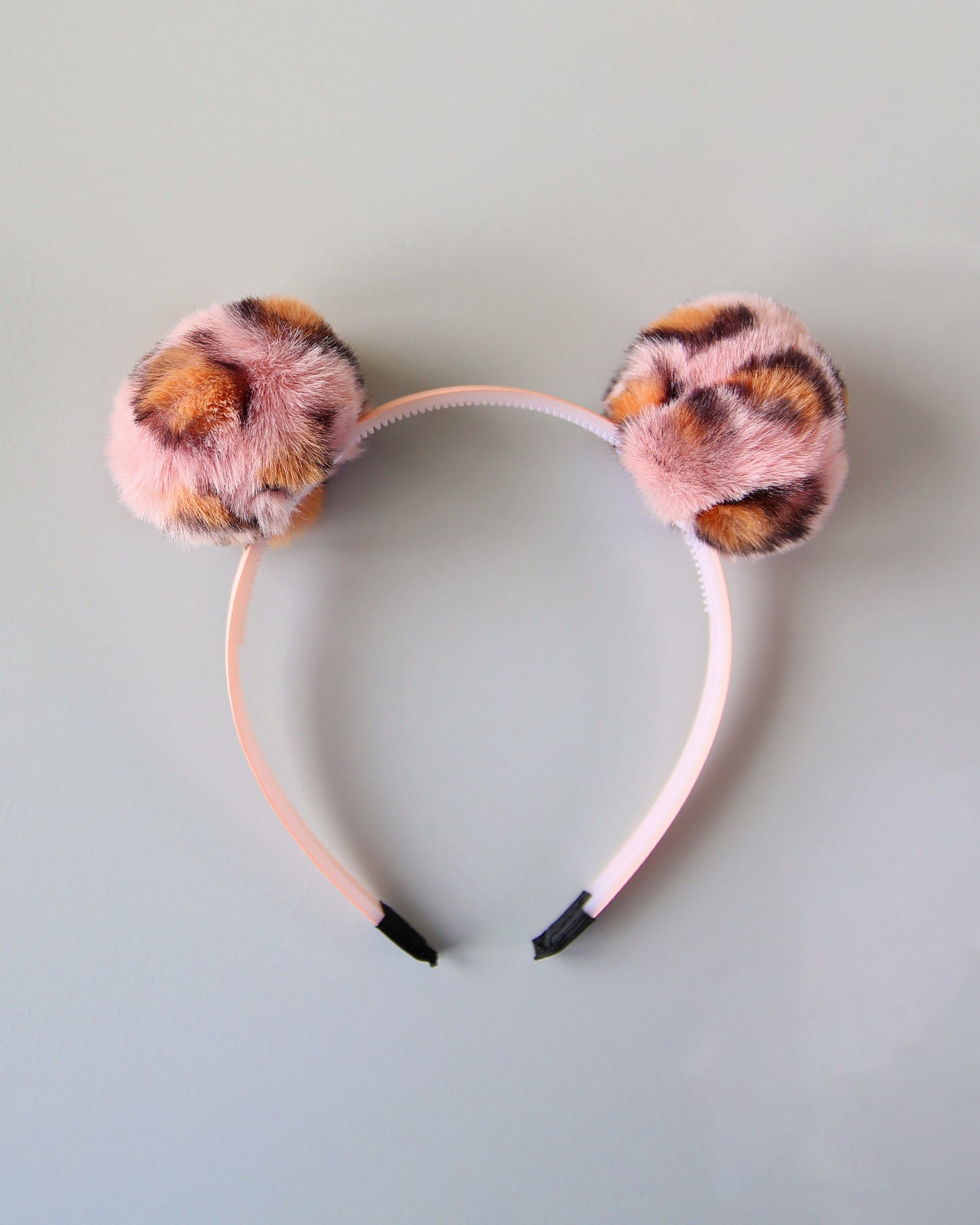 Pink Leopard Pom Pom Headband, Leopard Pom Pom Headband, Pom Pom Ear Headband, ear headband, poof headband, birthday gift, gift for her, pom