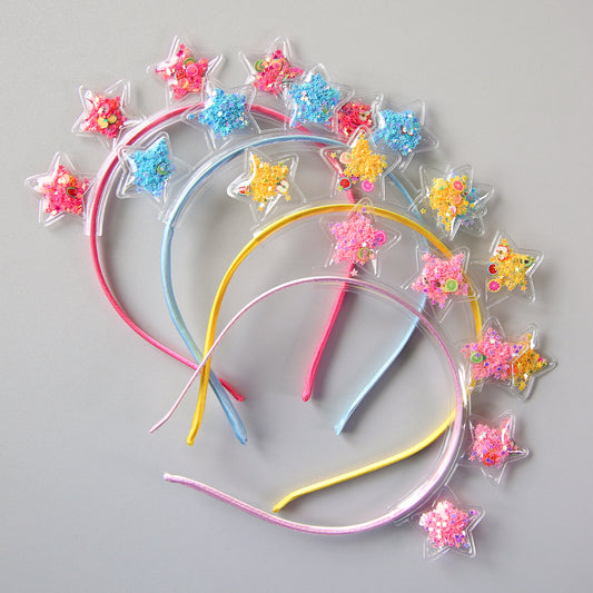 Clear Confetti Sequin Star Crown Headband- Star Headband, Headband, Rainbow Birthday Headband, Party Favor, Party, Her Birthday Gift, sequin