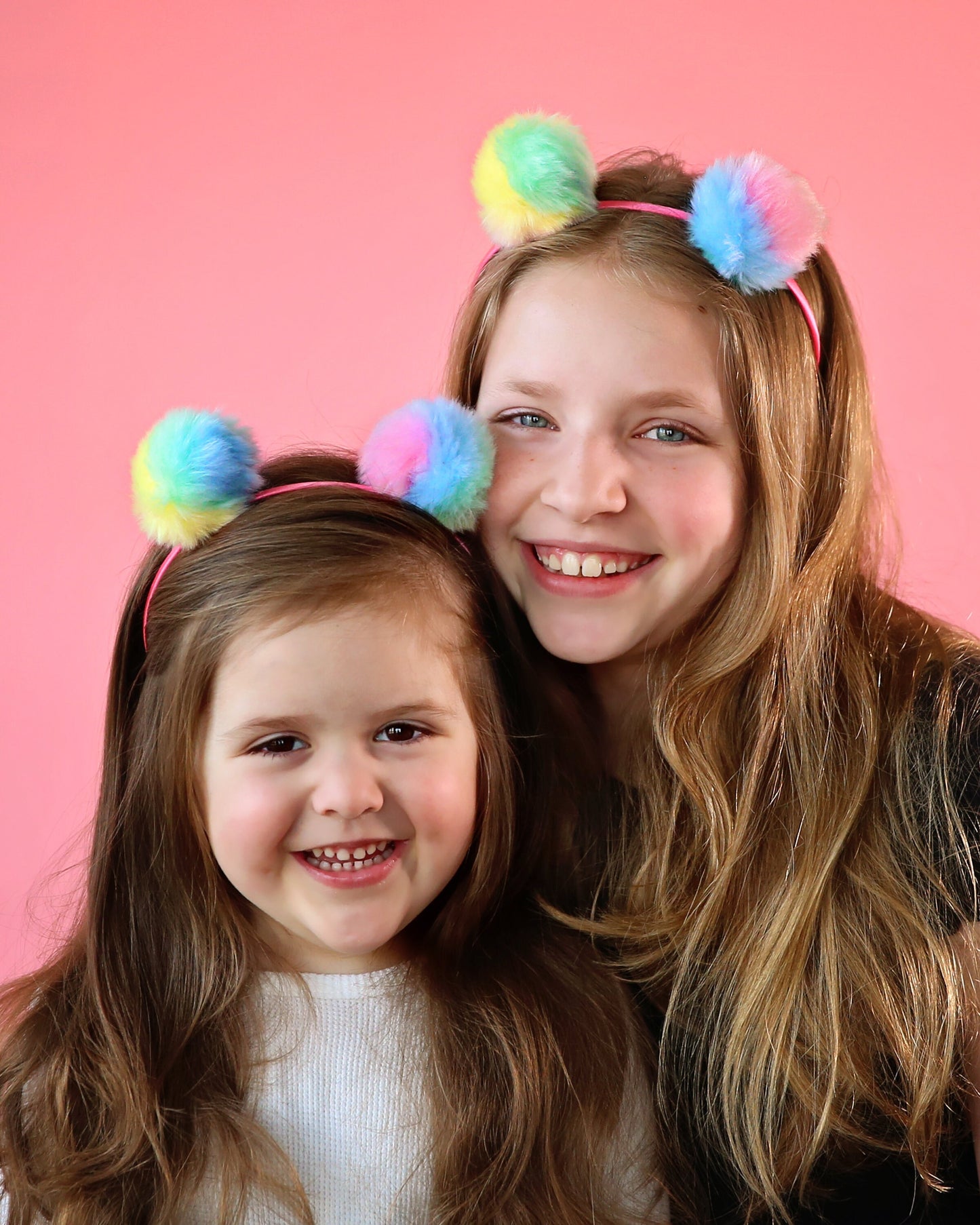 Pastel Rainbow Pom Pom Headband, Rainbow Pom Pom Headband, Pom Pom Ear Headband, ear headband, poof headband, birthday gift, gift for her