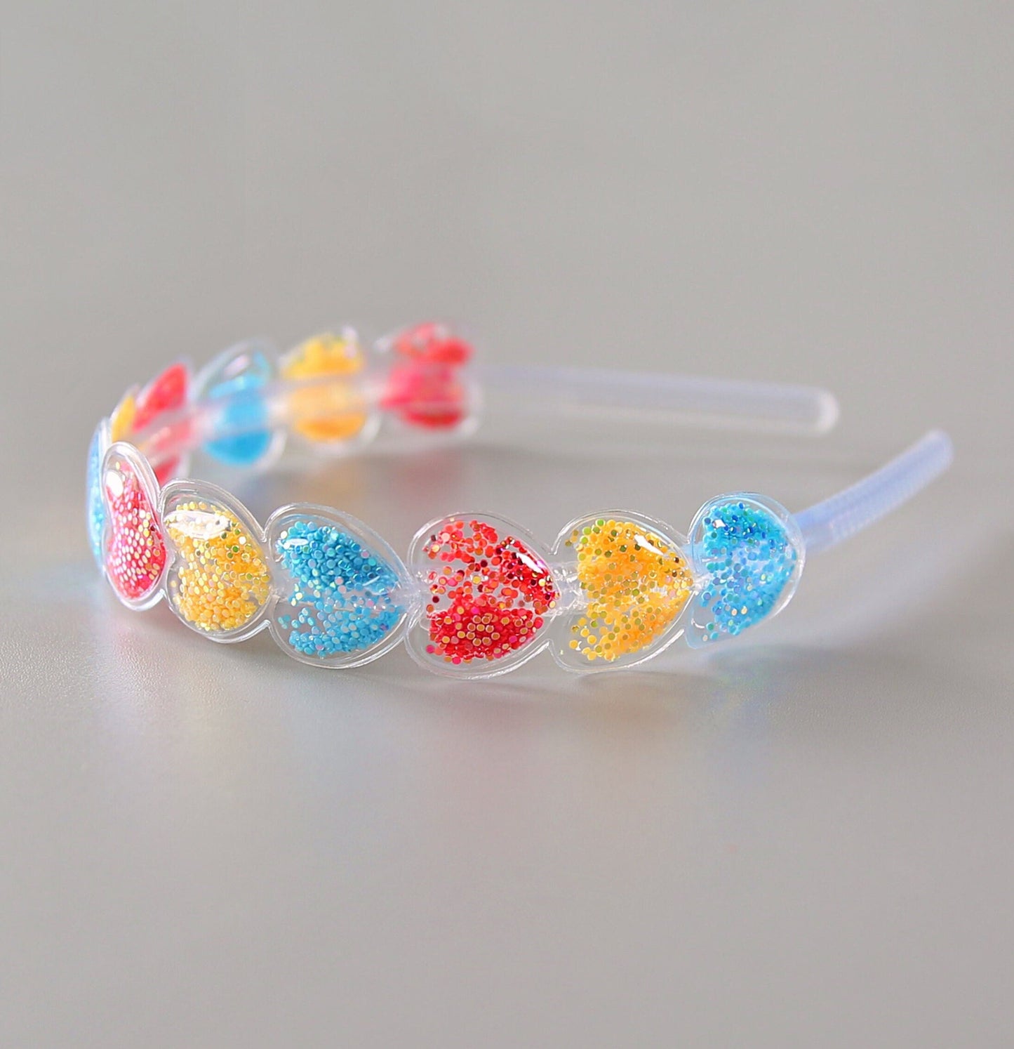 Clear Confetti Sequin Heart Headband- Heart Headband, Headband, Rainbow Birthday Headband, Party Favor, Party, Her Birthday Gift, sequins