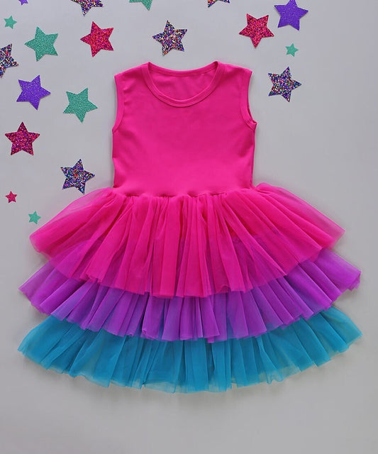 Tutu Dress in Hot Pink, Purple and Teal