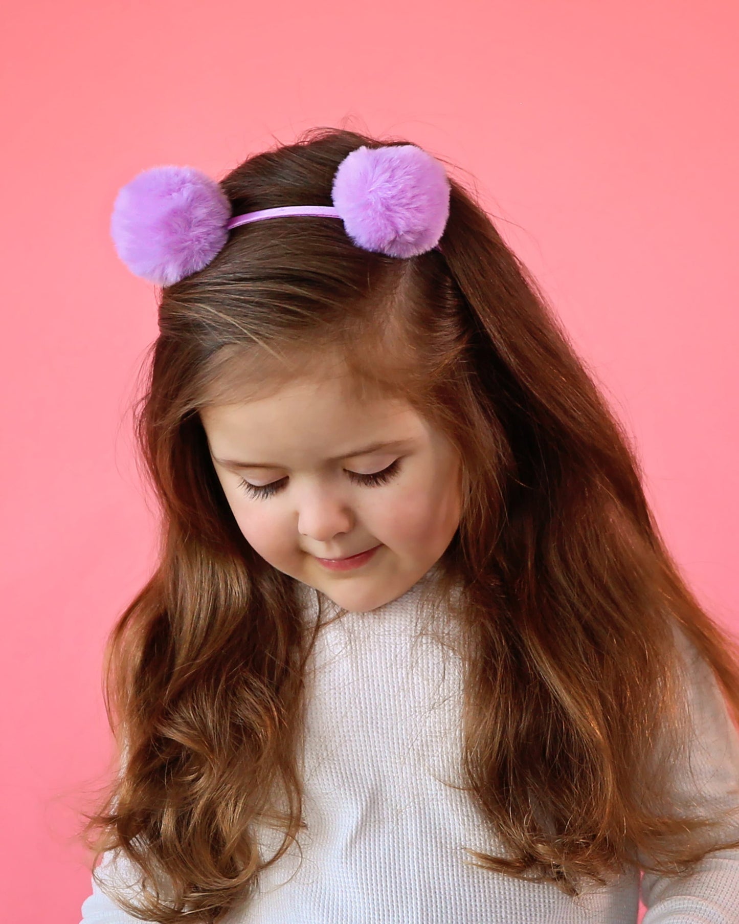 Lavender Pom Pom Headband, Purple Pom Pom Headband, Pom Pom Ear Headband, purple headband, birthday headband, ball headband, ear headband