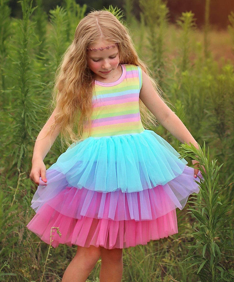 Tutu Dress in Pastel Stripes