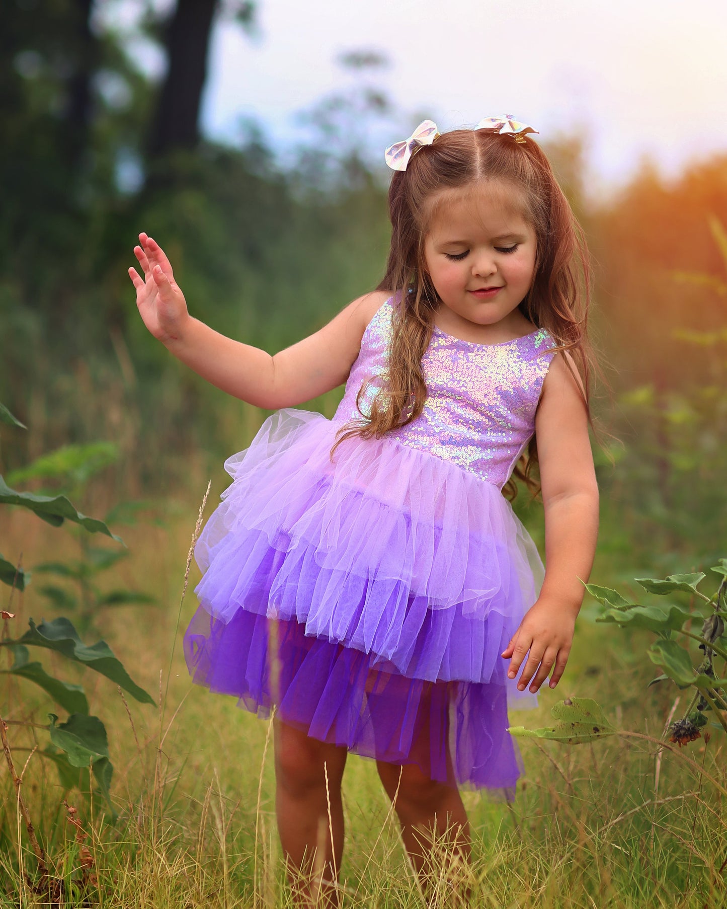 Sequin Tutu Dress in Purple Ombre