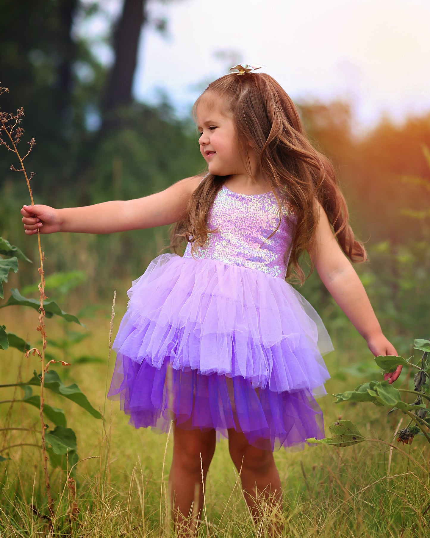 Sequin Tutu Dress in Purple Ombre