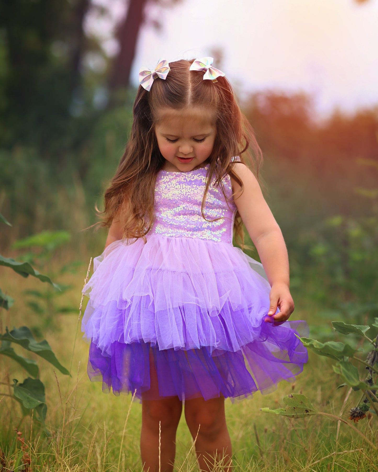 Sequin Tutu Dress in Purple Ombre