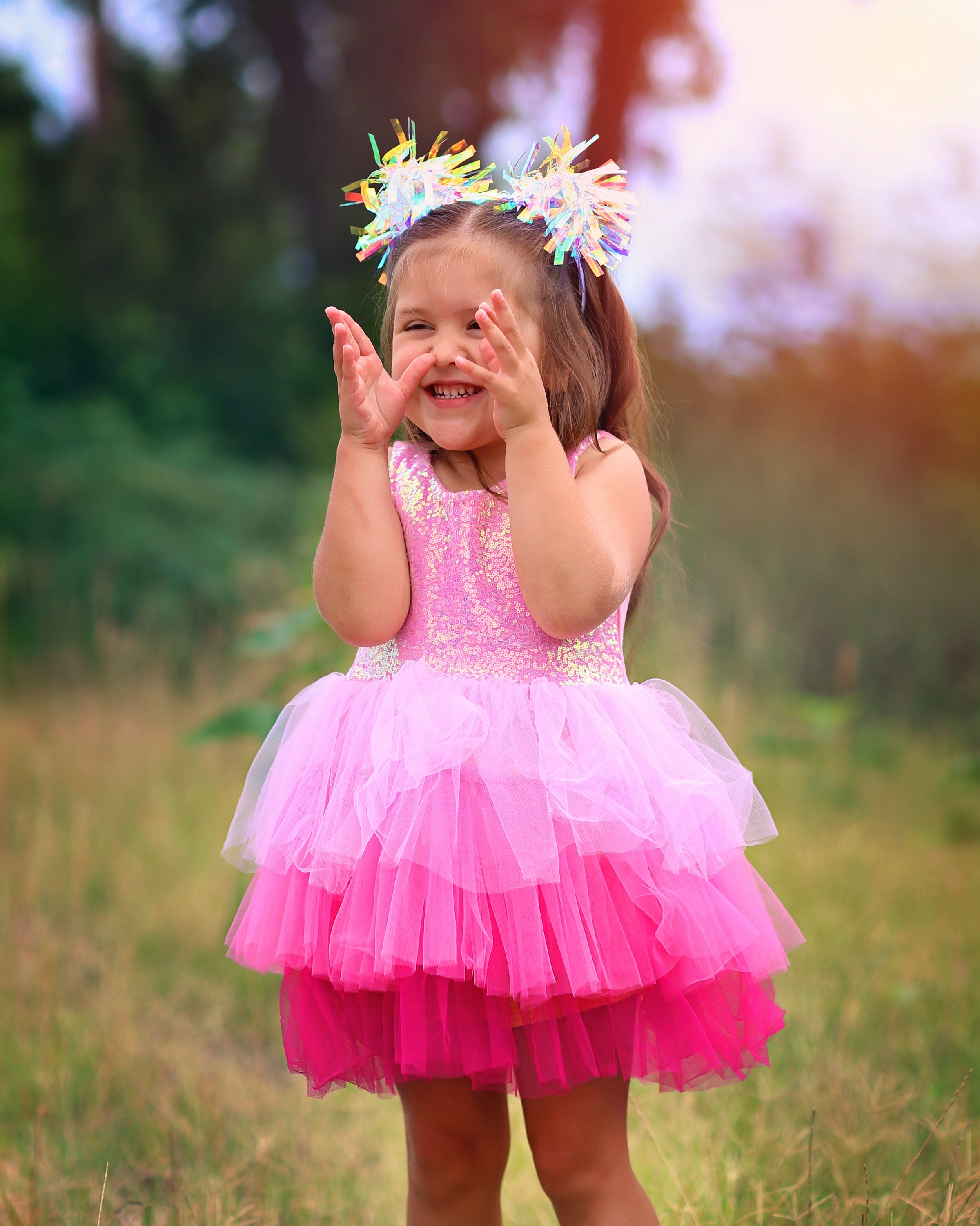 Sequin Tutu Dress in Pink Ombre