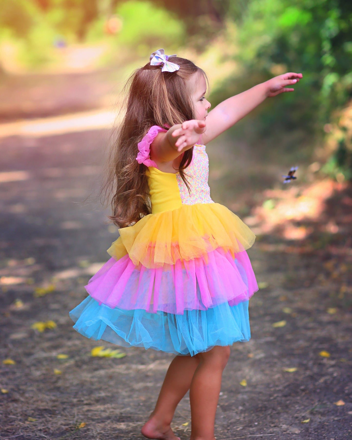 Sequin Tutu Dress in Yellow, Pink and Turquoise