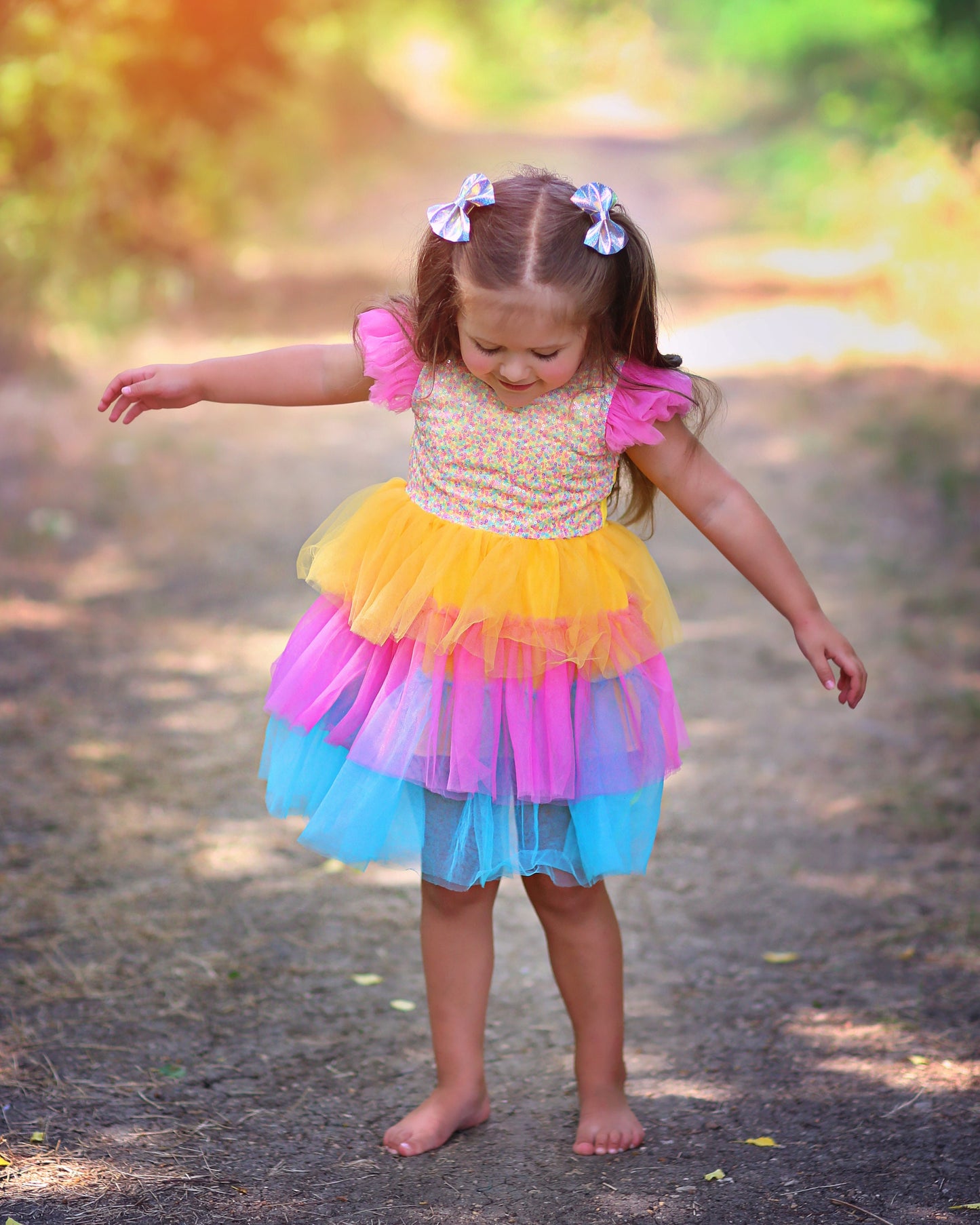 Sequin Tutu Dress in Yellow, Pink and Turquoise