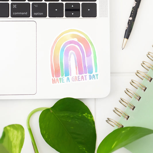 Have a Great Day Rainbow Sticker- Tumbler sticker, decal, laptop sticker, water bottle sticker, rainbow sticker, stickers, waterproof, happy