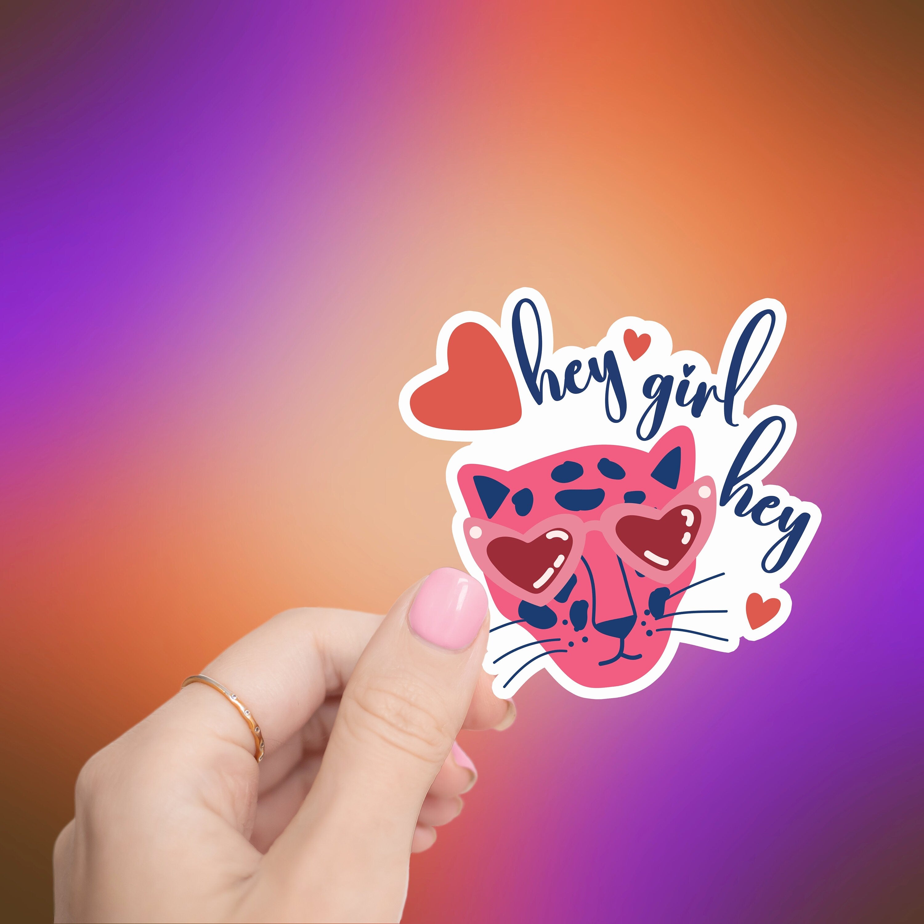 Hey Girl Hey Cat Sticker- Tumbler sticker, decal, laptop sticker, water bottle sticker, cat sticker, sticker, stickers, waterproof, hey girl