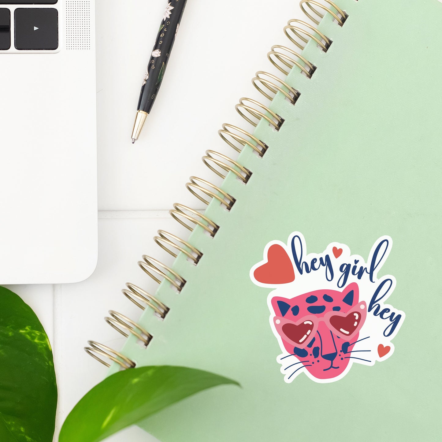 Hey Girl Hey Cat Sticker- Tumbler sticker, decal, laptop sticker, water bottle sticker, cat sticker, sticker, stickers, waterproof, hey girl