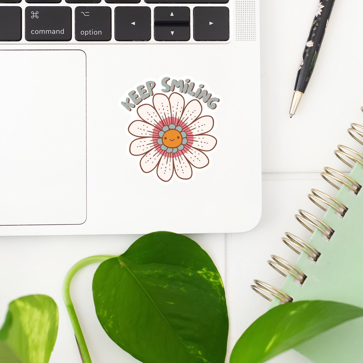 Keep Smiling Flower Sticker- Tumbler sticker, decal, laptop sticker, water bottle sticker, flower, Daisy sticker, stickers, waterproof