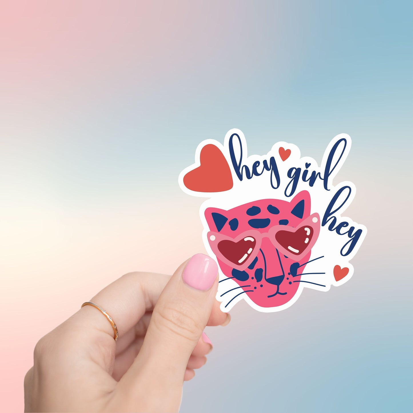 Hey Girl Hey Cat Sticker- Tumbler sticker, decal, laptop sticker, water bottle sticker, cat sticker, sticker, stickers, waterproof, hey girl