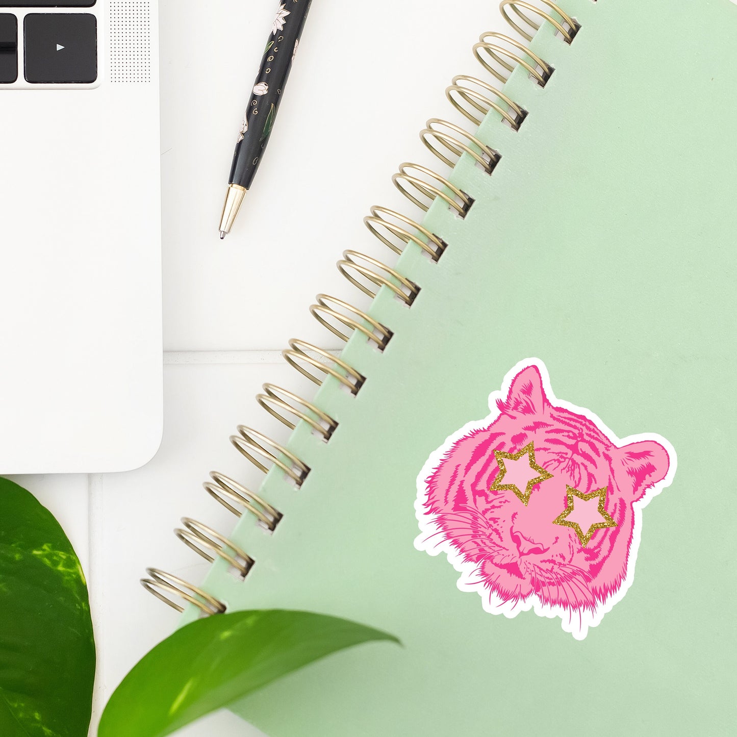 Pink Tiger Sticker- Tumbler sticker, decal, laptop sticker, water bottle sticker, cat sticker, sticker, stickers, waterproof, tiger sticker