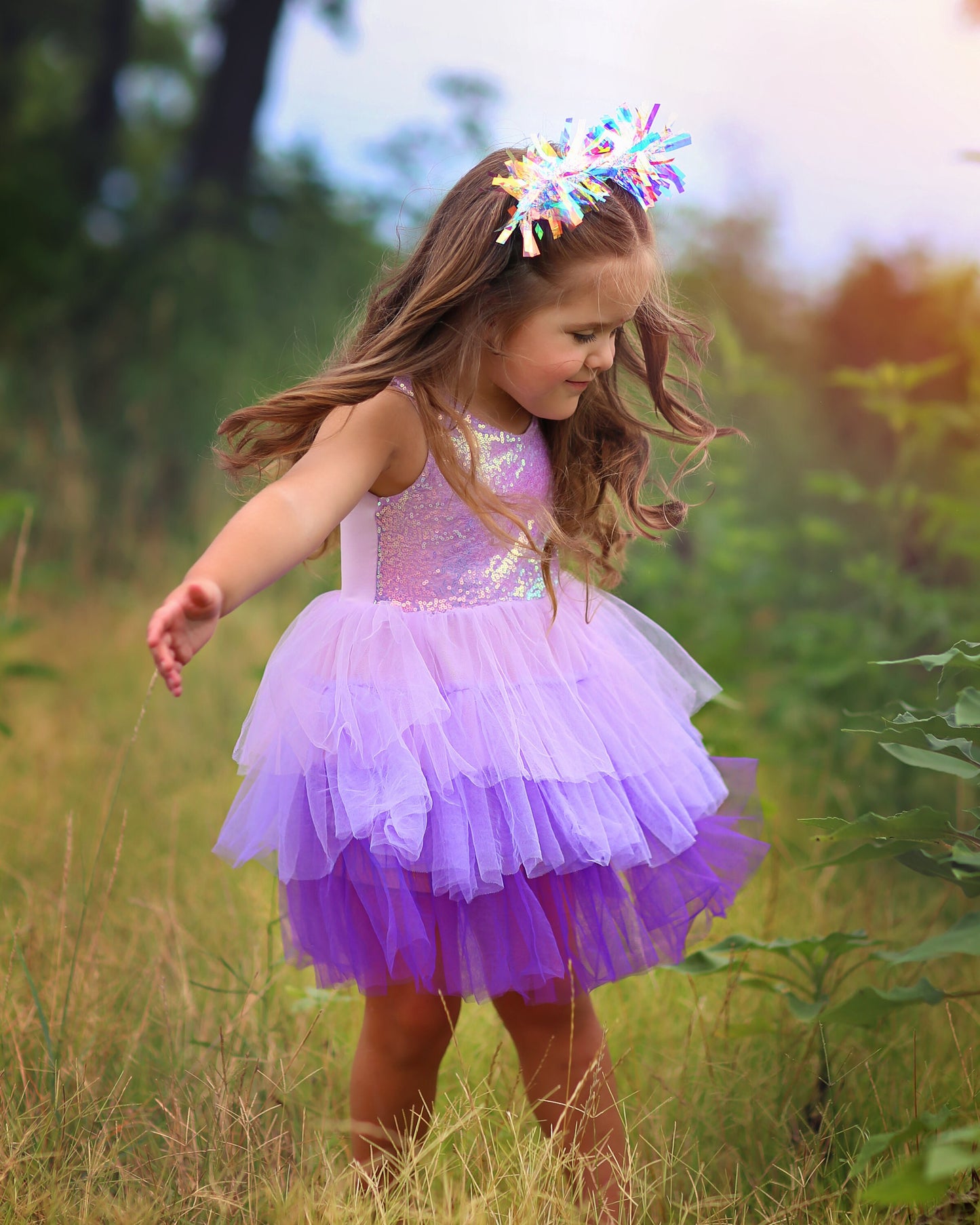 Sequin Tutu Dress in Purple Ombre