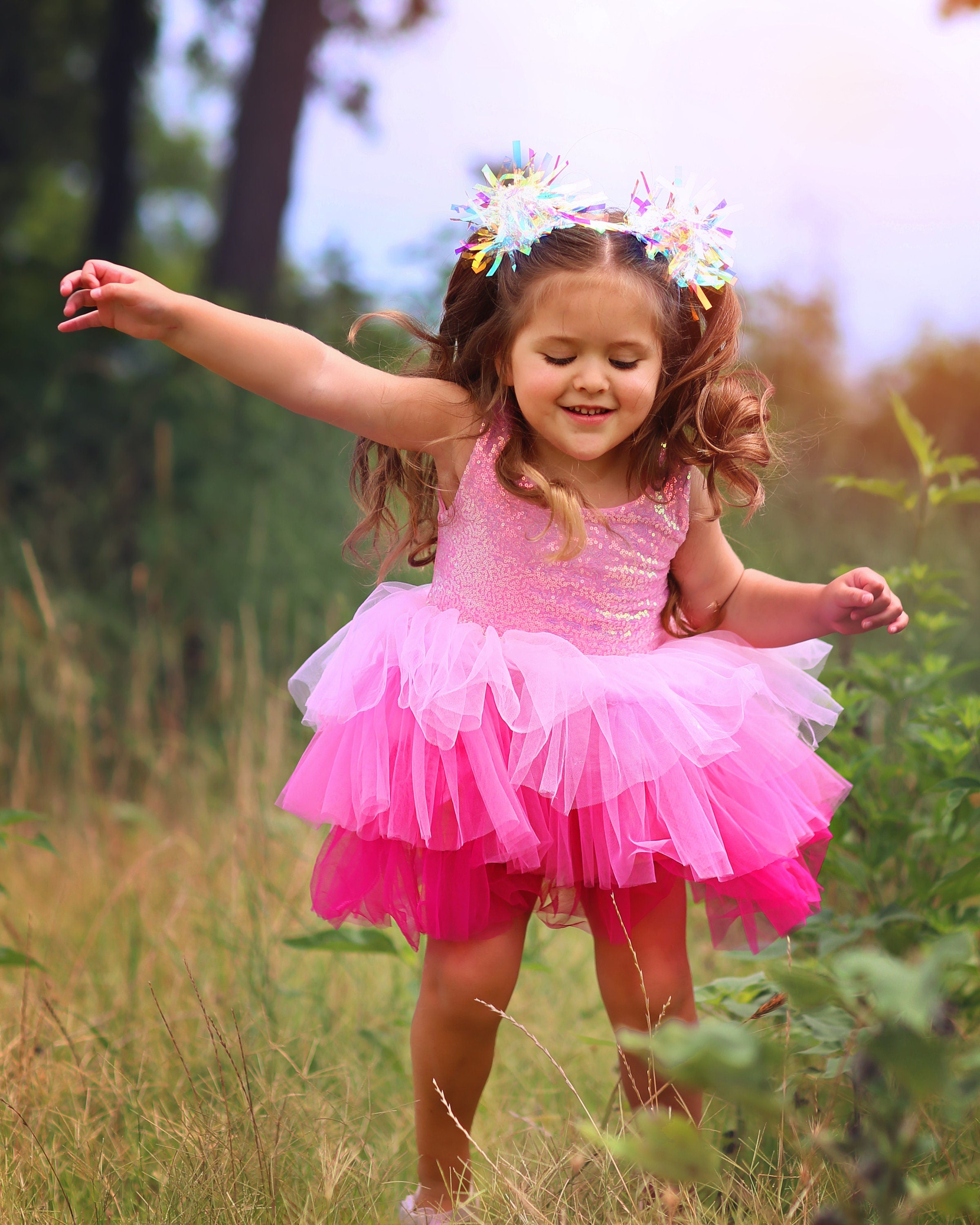 Sequin Tutu Dress in Pink Ombre