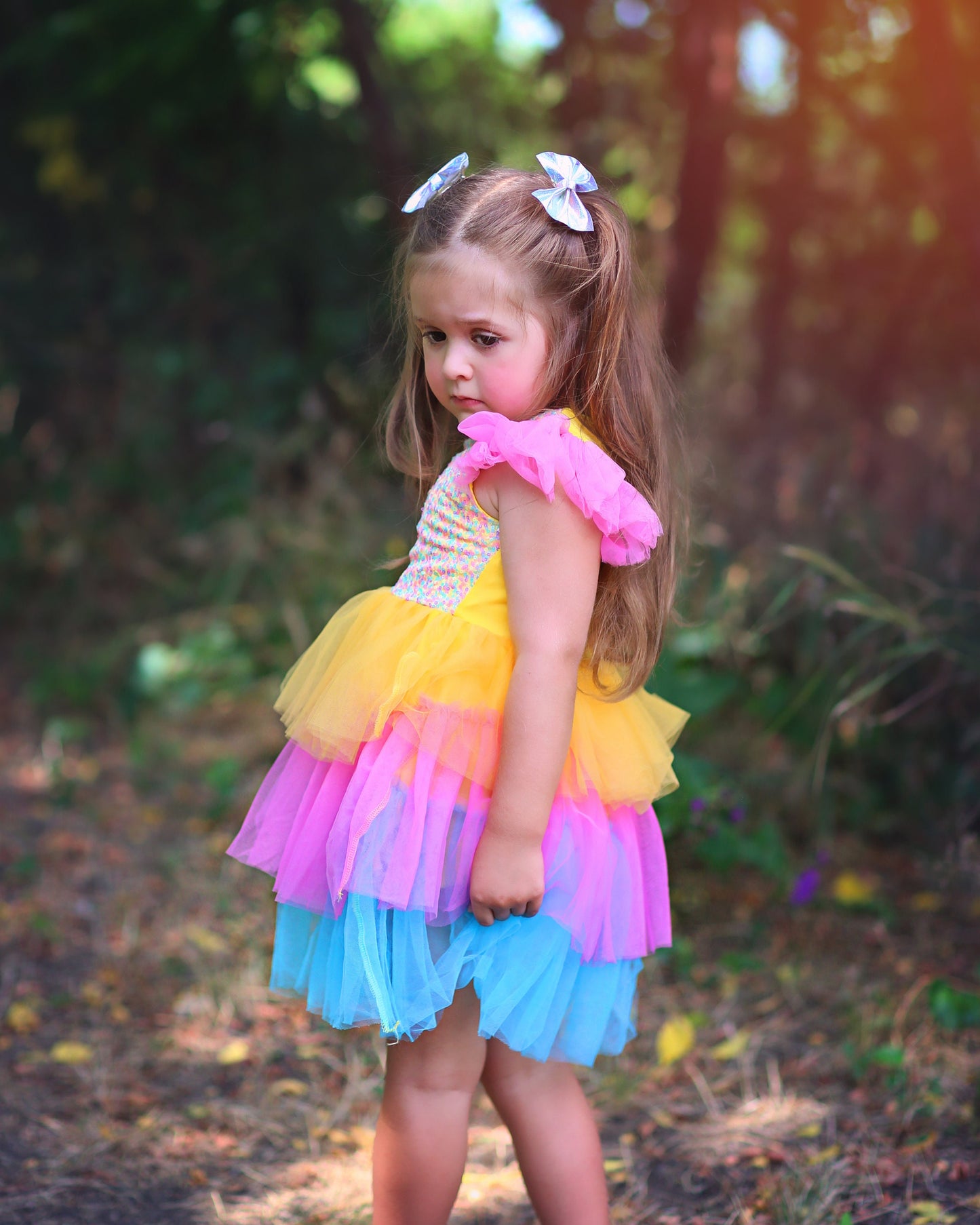 Sequin Tutu Dress in Yellow, Pink and Turquoise