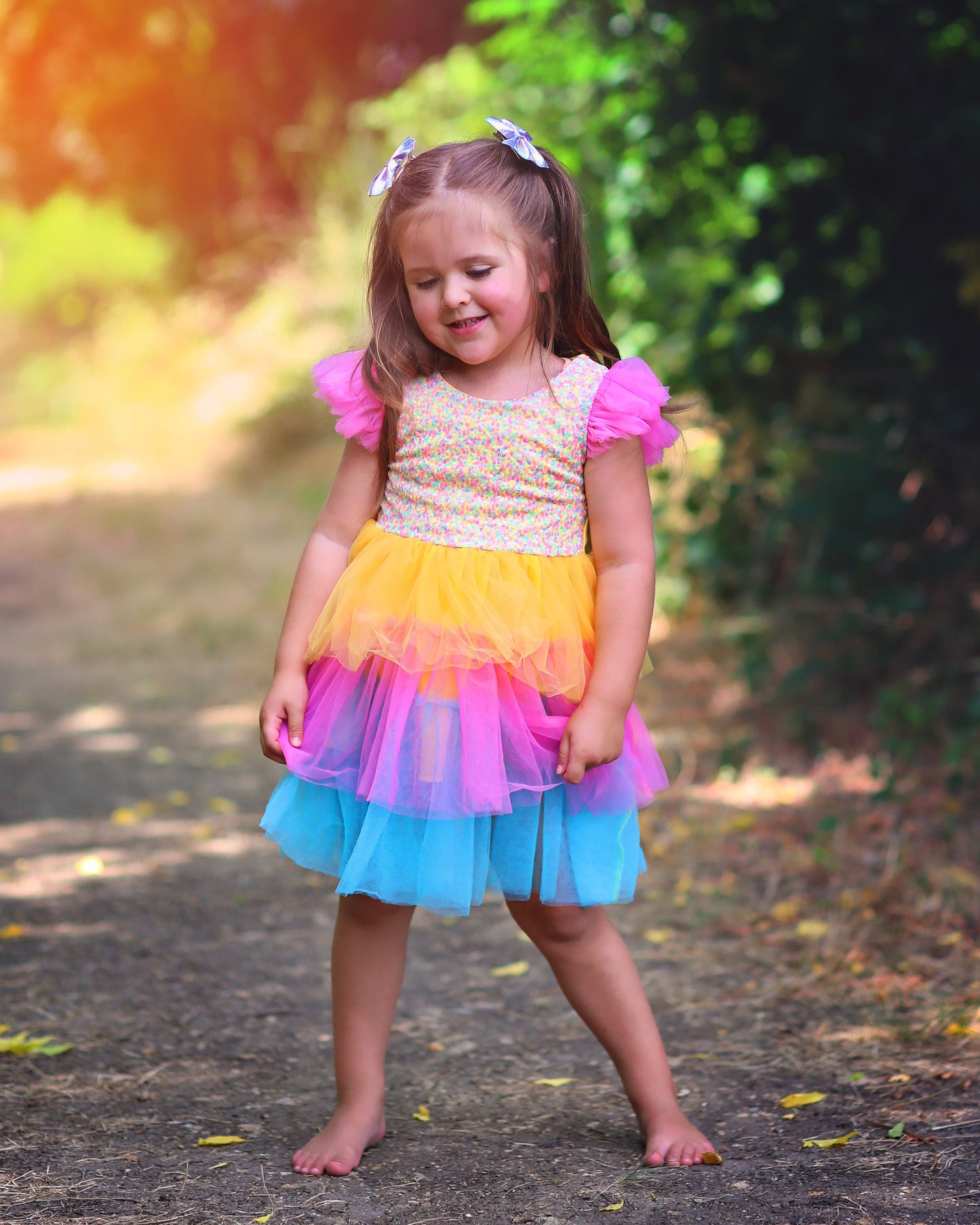 Sequin Tutu Dress in Yellow, Pink and Turquoise