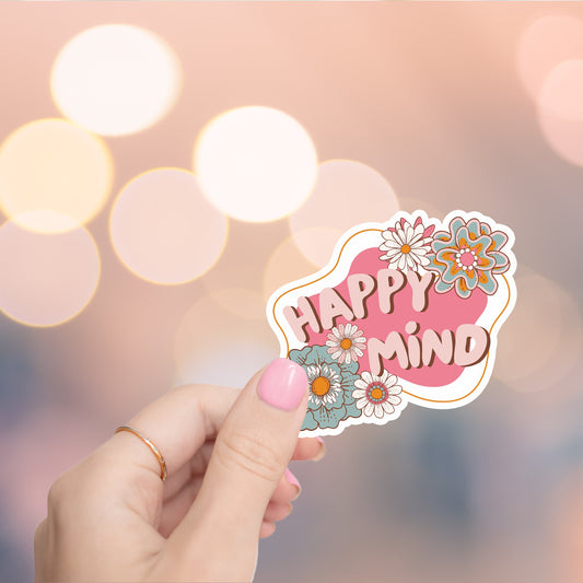 Happy Mind Sticker- Tumbler sticker, decal, laptop sticker, water bottle sticker, self love sticker, stickers, waterproof, mental sticker