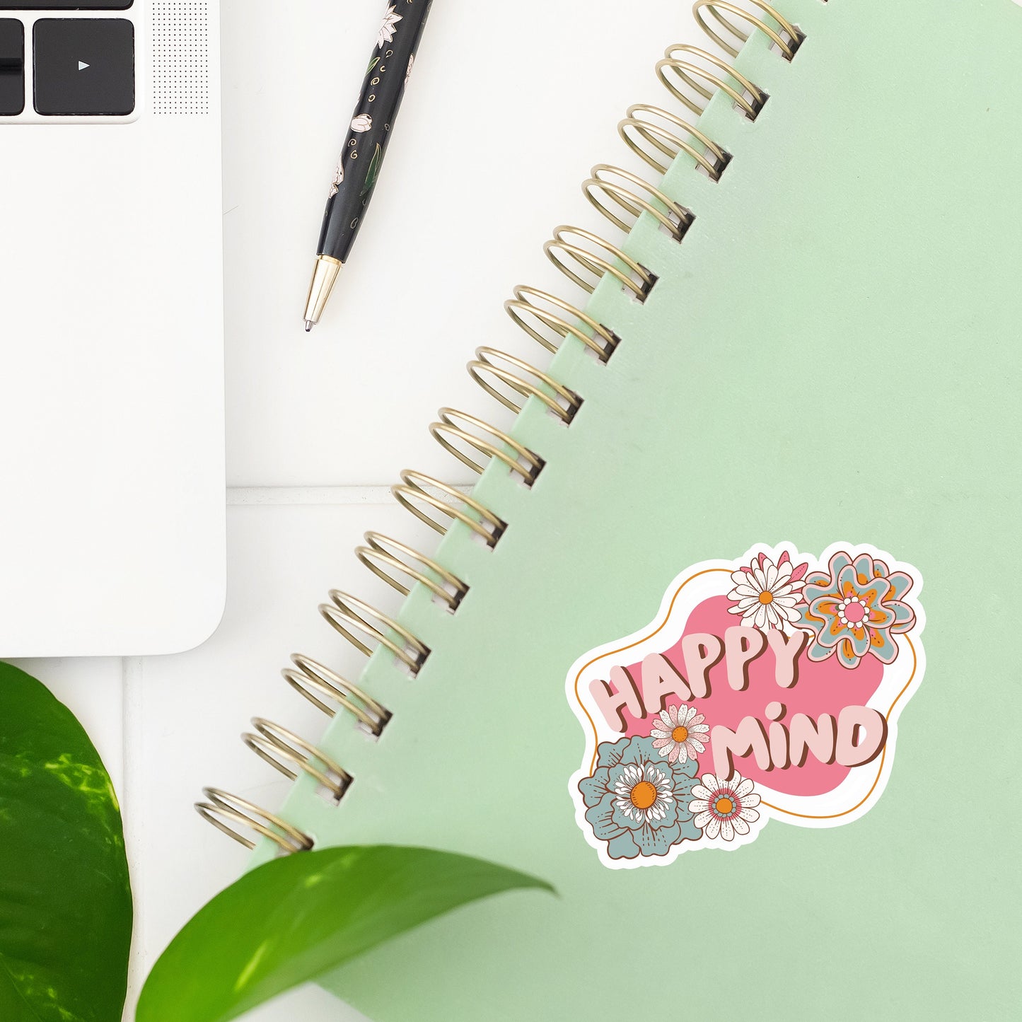 Happy Mind Sticker- Tumbler sticker, decal, laptop sticker, water bottle sticker, self love sticker, stickers, waterproof, mental sticker