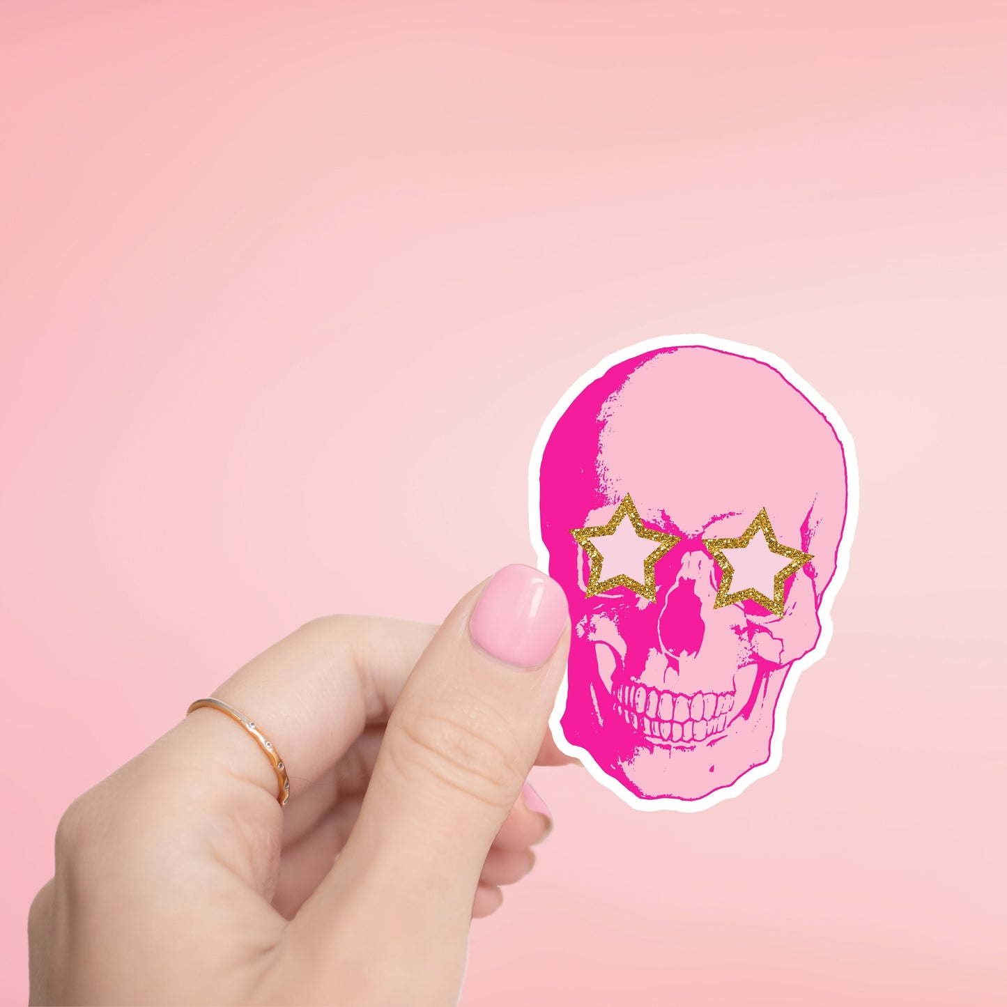 Pink Skull Sticker- Tumbler sticker, decal, laptop sticker, water bottle sticker, skeleton, sticker, stickers, waterproof, skull sticker