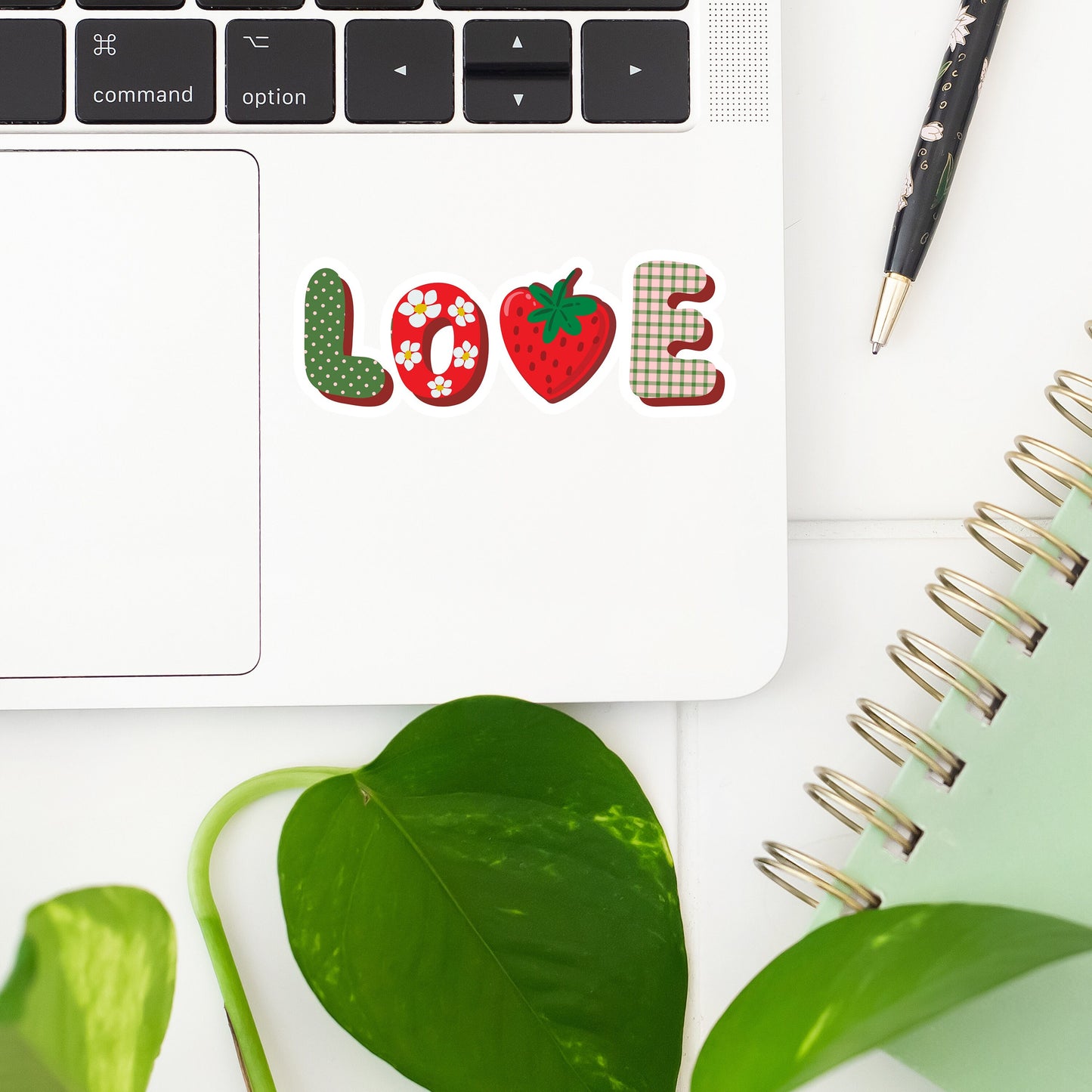 Strawberry Love Sticker- Tumbler sticker, decal, laptop sticker, water bottle sticker, stickers, waterproof, vinyl, aesthetic sticker, love