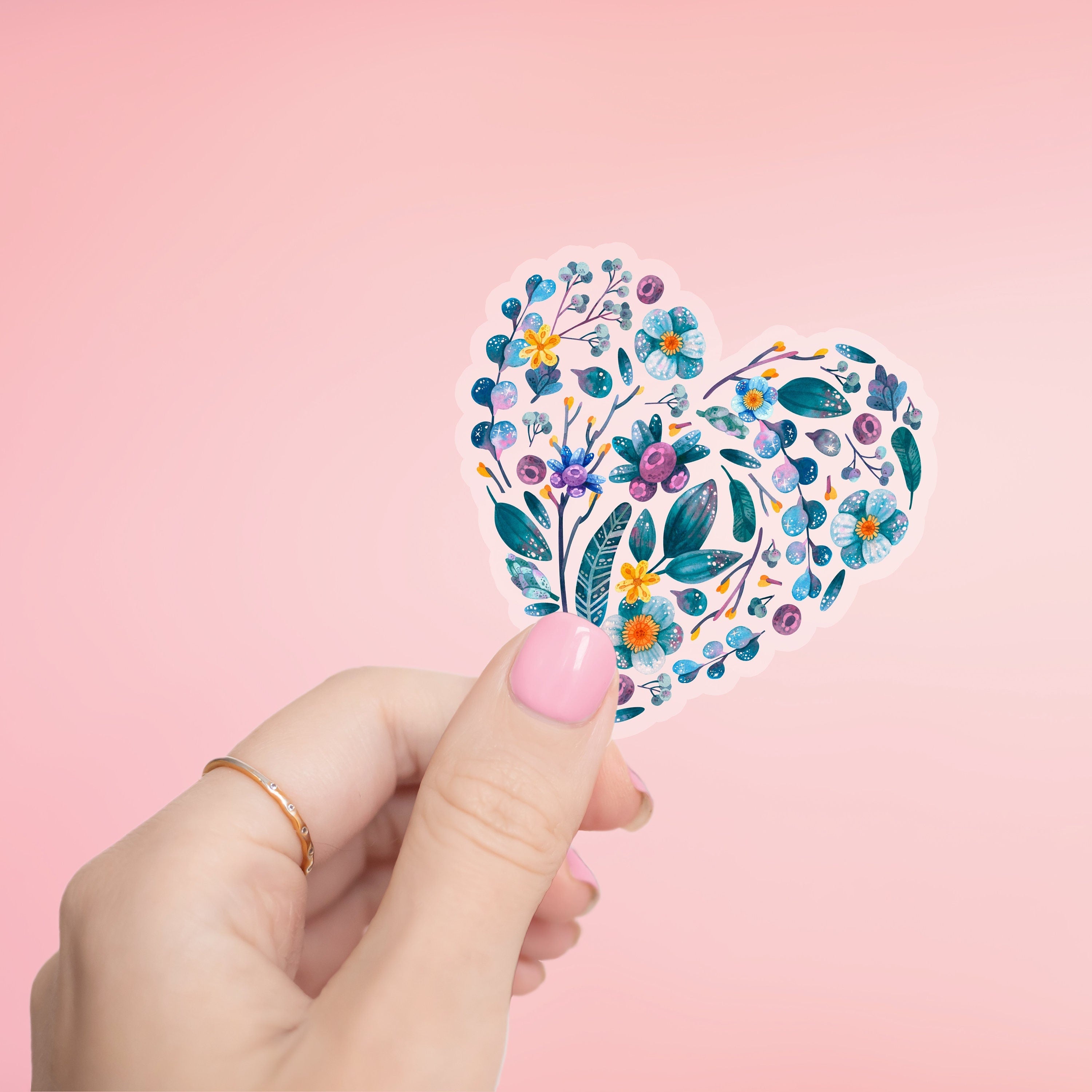 Heart of Flowers Sticker- Tumbler sticker, decal, laptop sticker, water bottle sticker, flower sticker, sticker, stickers, waterproof, heart