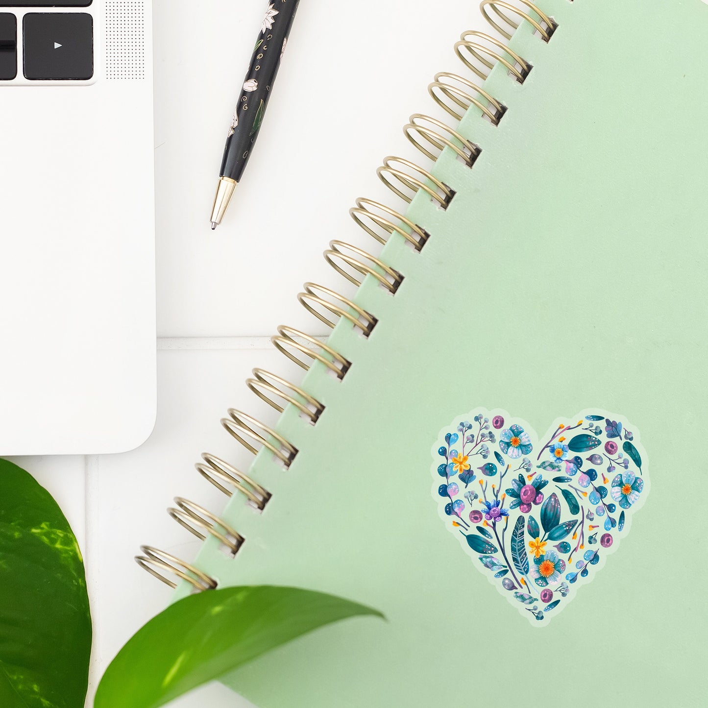 Heart of Flowers Sticker- Tumbler sticker, decal, laptop sticker, water bottle sticker, flower sticker, sticker, stickers, waterproof, heart