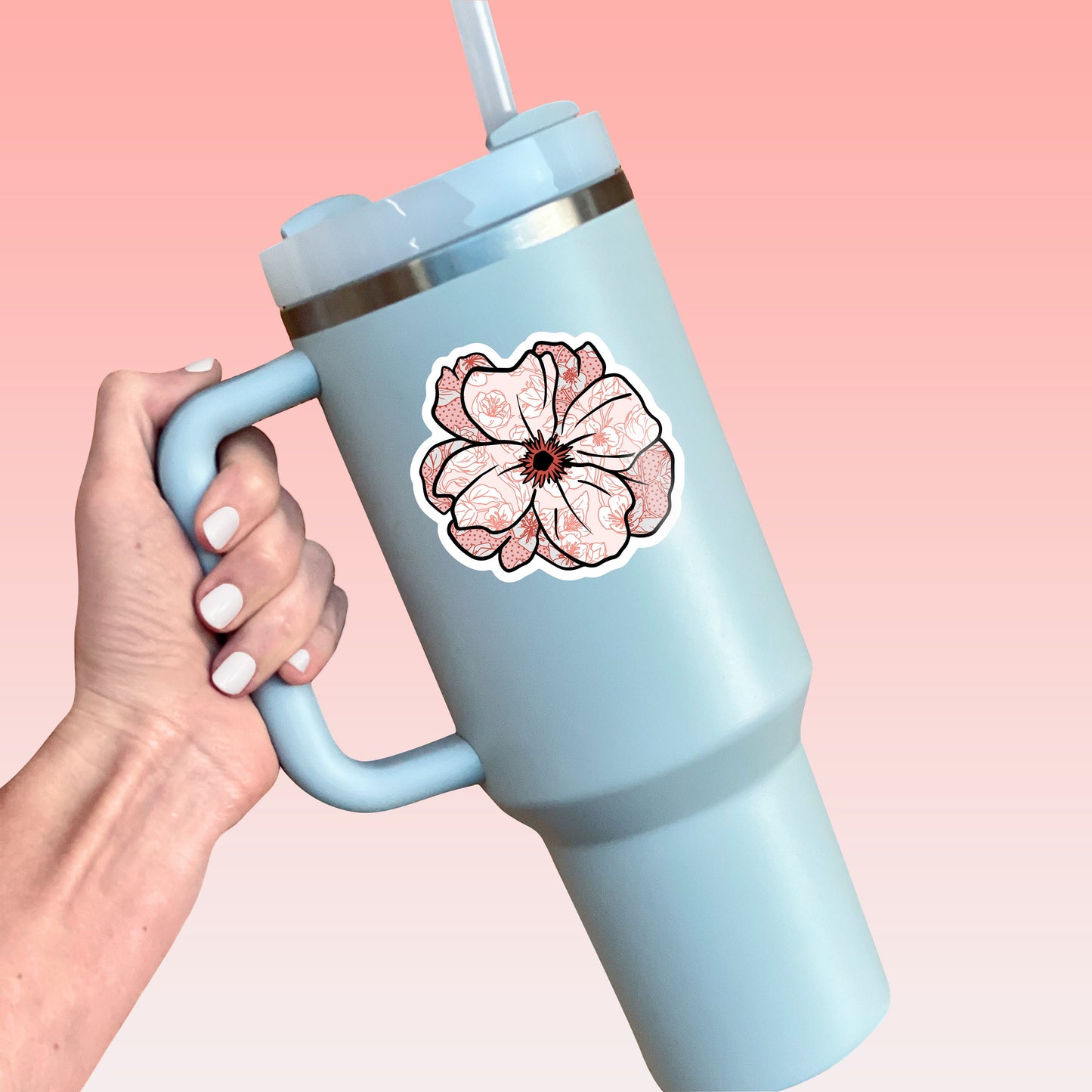 Pretty Pink Flower Sticker- Tumbler sticker, decal, laptop sticker, water bottle sticker, flower, flower sticker, stickers, waterproof, pink