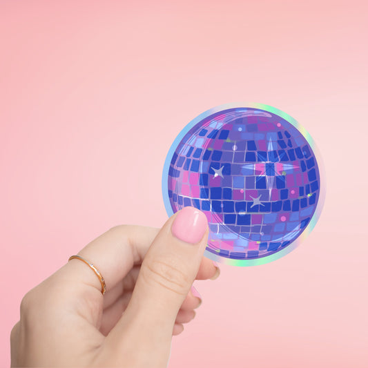 Blue Disco Moon Sticker- Tumbler sticker, decal, laptop sticker, water bottle sticker, sticker, waterproof, vinyl, aesthetic sticker, moon