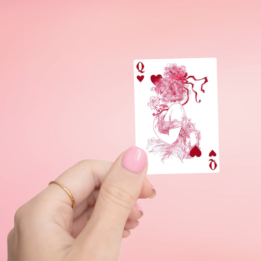 Queen of Hearts Card Sticker- Tumbler sticker, decal, laptop sticker, water bottle sticker, sticker, stickers, waterproof, card deck, queen