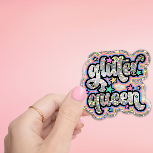 Glitter Queen Sticker- Tumbler sticker, decal, laptop sticker, water bottle sticker, stickers, waterproof, vinyl, aesthetic sticker, glitter