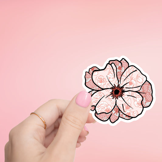 Pretty Pink Flower Sticker- Tumbler sticker, decal, laptop sticker, water bottle sticker, flower, flower sticker, stickers, waterproof, pink