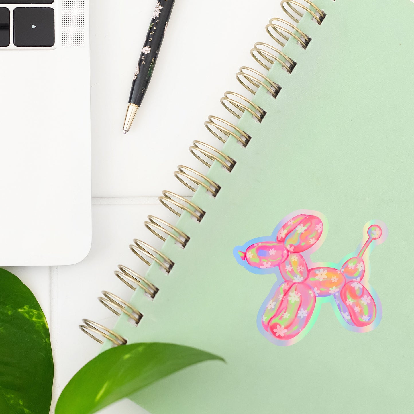 Holographic Ballon Dog Sticker- Tumbler sticker, decal, laptop sticker, water bottle sticker, sticker, waterproof, vinyl, aesthetic sticker