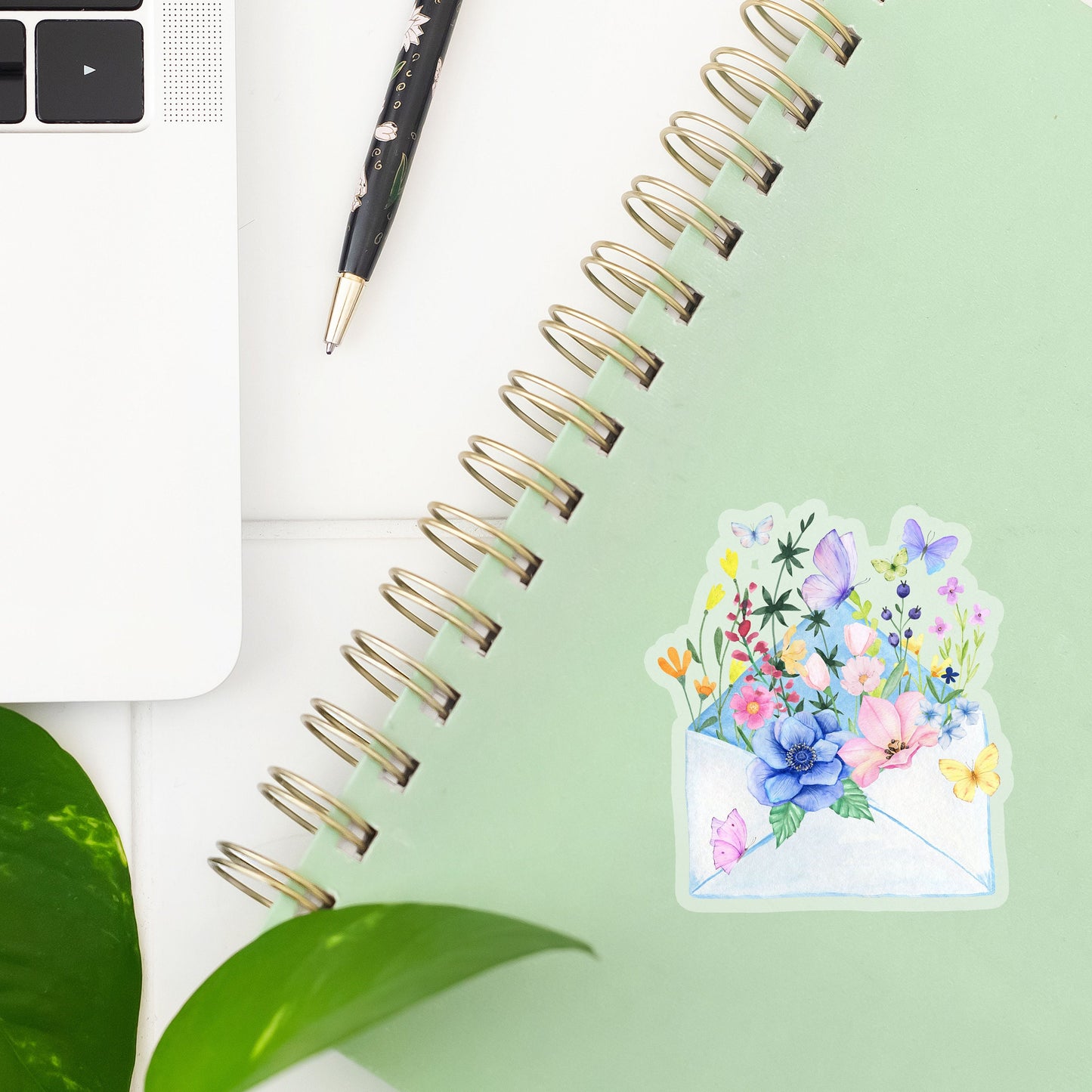 Envelope of Flowers Sticker- Tumbler sticker, decal, laptop sticker, water bottle sticker, flower sticker, sticker, stickers, waterproof